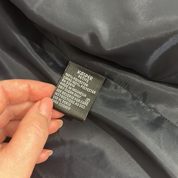 Kasper Navy Blue Collared Blazer Jacket Size 10 P - Picture 7 of 10